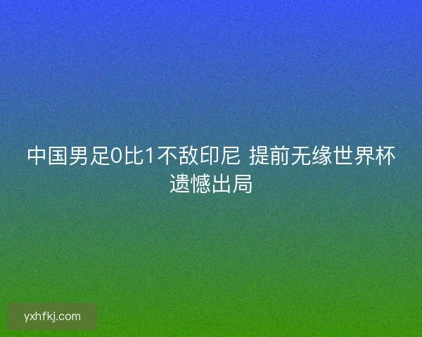 中国男足0比1不敌印尼 提前无缘世界杯遗憾出局